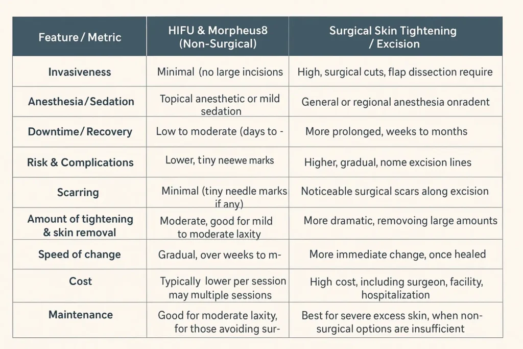 The Science of Skin Tightening 2 Table of skin tightening Swindon benefits compared to surgical options