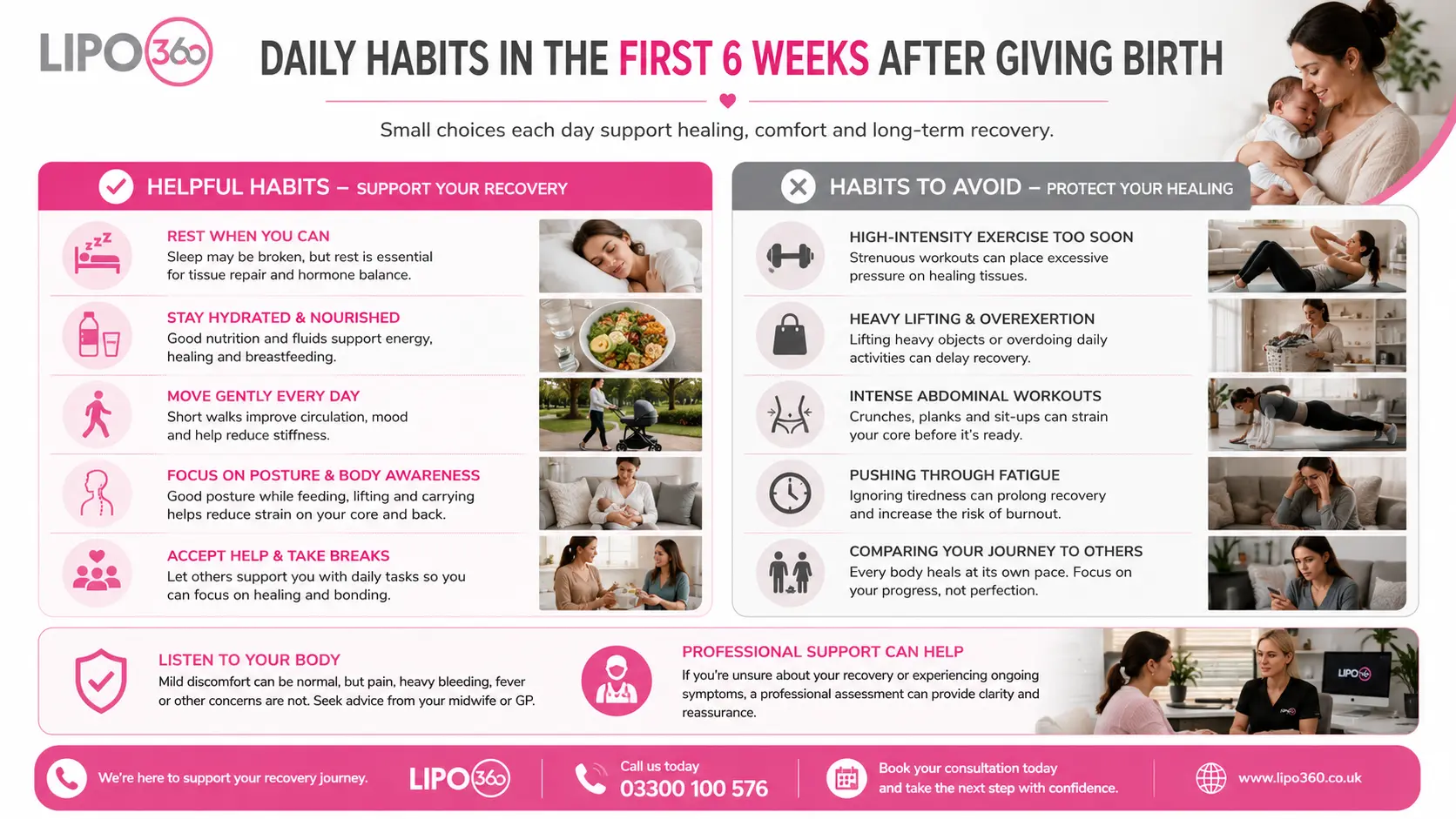 What to Do (and Avoid) in the First 6 Weeks After Giving Birth To Avoid Diastasis Recti 3 First 6 Weeks After Giving Birth To Avoid Diastasis Recti Swindon : Daily Habits in the First 6 Weeks After Giving Birth